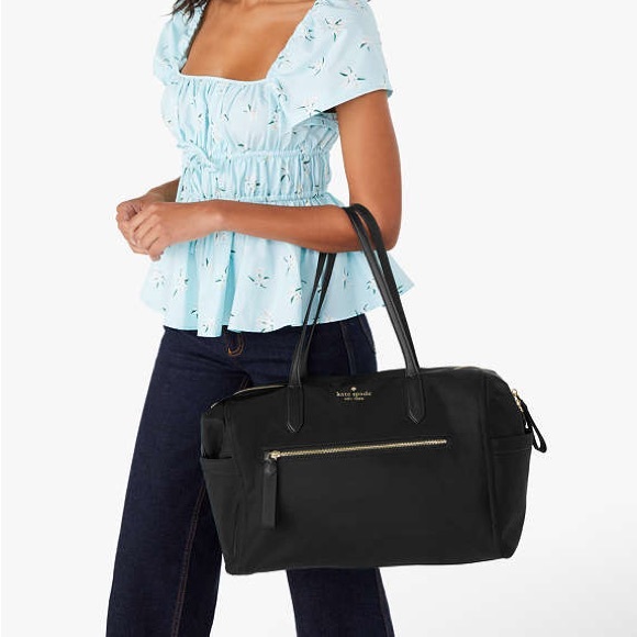 ♠️kate spade Chelsea Large Nylon Weekender Duffle Bag, Black NWT - Picture 16 of 16